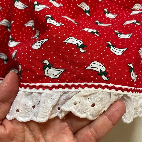 Christmas Kitchen Apron Red Geese Print Vintage Full Wrap - Picture 4 of 5
